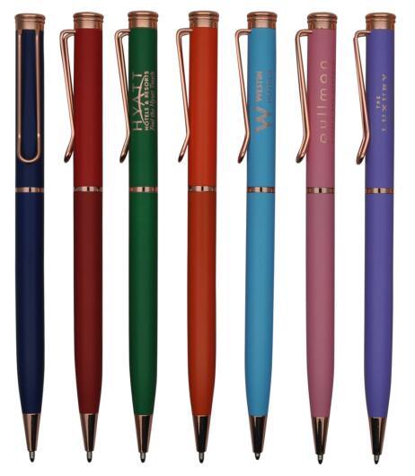 Hotel Metal Pen with Slim Barrel Rose Golden Parts