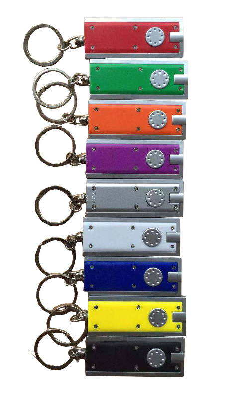 Wholesale Promotion Gift Custom Colorful Logo Printing Popular Simple Light Keychain LED ABS Button Flashlight Key Chain