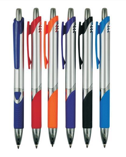 Promotional Gift Plastic Ball Pen with Rubber Customized Logo