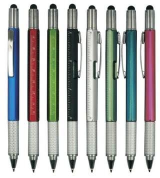 6 in 1 Multifunctional Tool Ballpoint Pen with Stylus, Measure Ruler Scales, Screwdrivers, Spirit Level Gauge