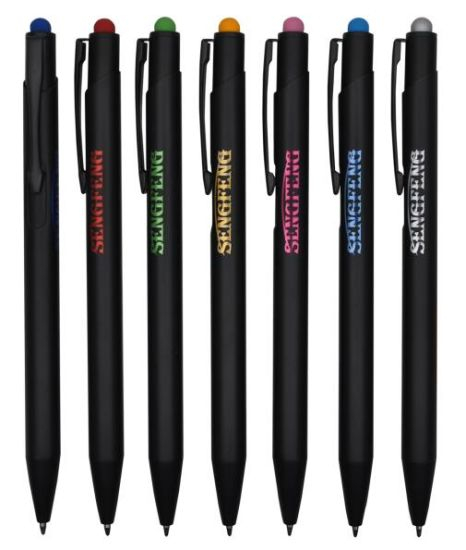 Black Metal Touch Screen Ball Pen with Logo Laser