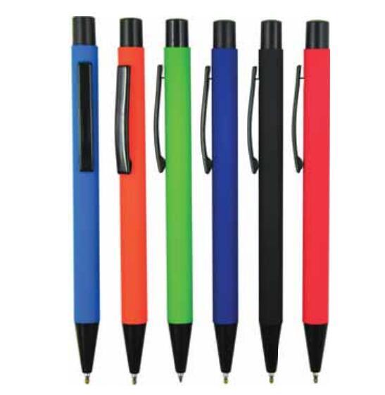 Rubber Finish Metal Ball Pen with Metal Clip for Promotion