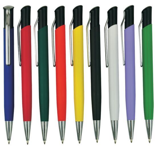 Logo Pen Rubber Finish Click Ball Pen for Promotion