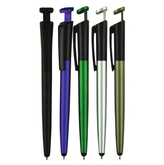 Stylus Phone Holder Plastic Ball Pen with Customized Logo Imprint