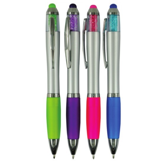 Customized Logo Stylus Twist Plastic Ball Pen with Crystal