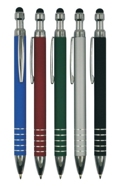 New Design Hot Selling Rubber Finish Stylus Metal Ballpoint Pen