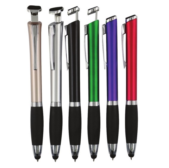 Phone Holder Stylus Plastic Ball Pen with Customized Logo