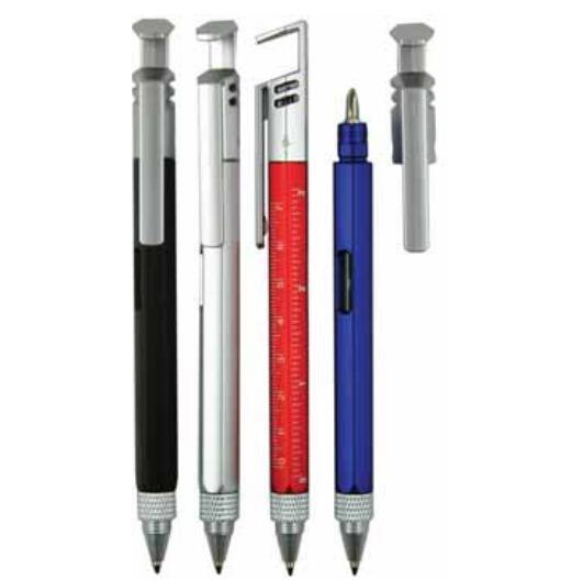 Multi-Function Tool Plastic Ball Pen with Srcrewdriver, Phone Holder, Spirit Level Gauge